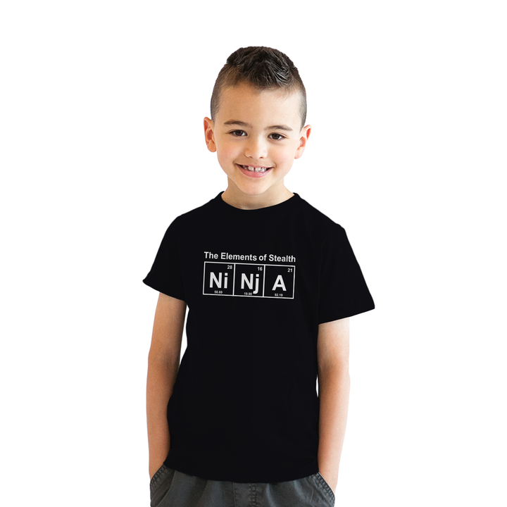 Funny Heather Black Element of Stealth Youth T Shirt Nerdy Ninja Science Nerdy Tee