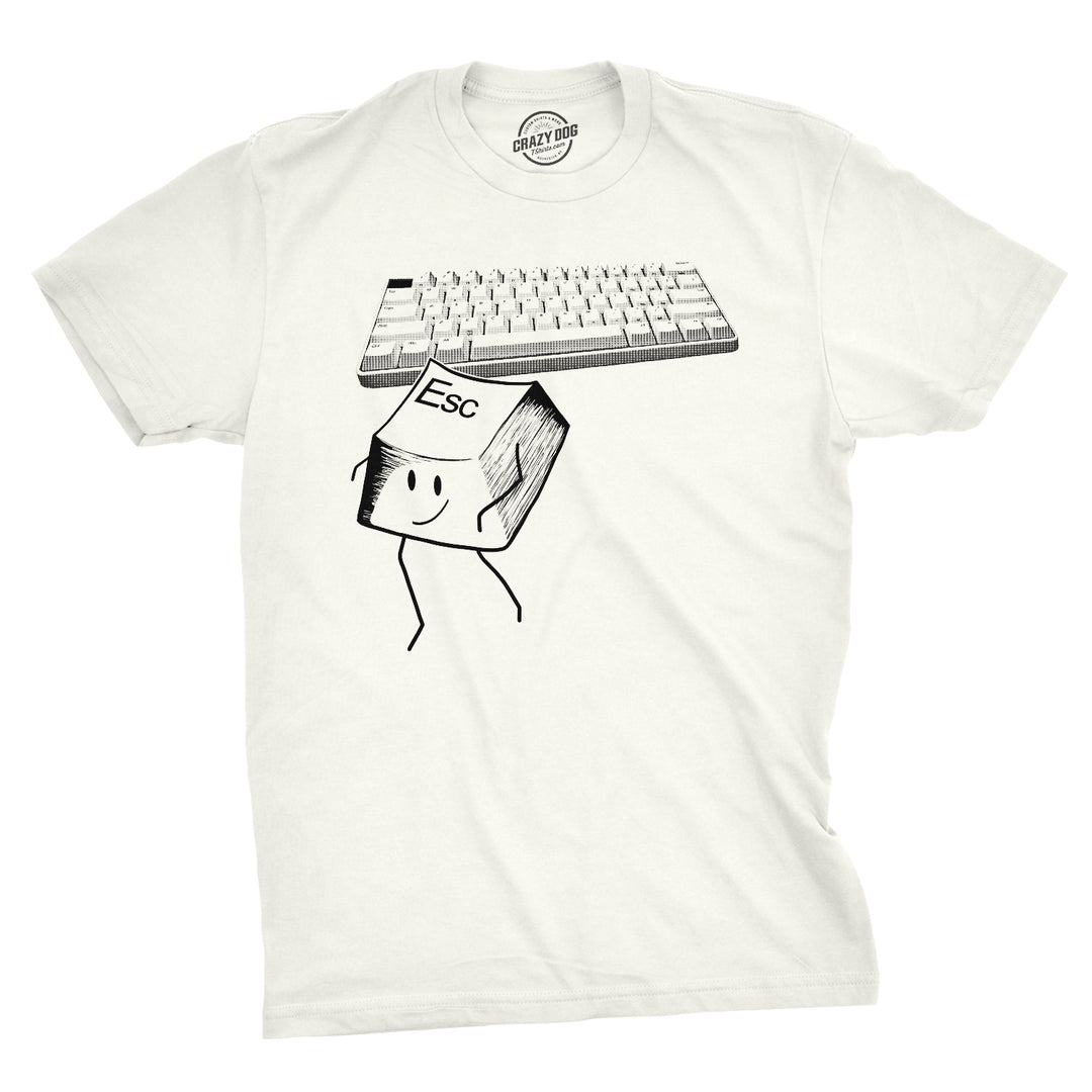 Funny White Escape Key Mens T Shirt Nerdy internet Nerdy Tee