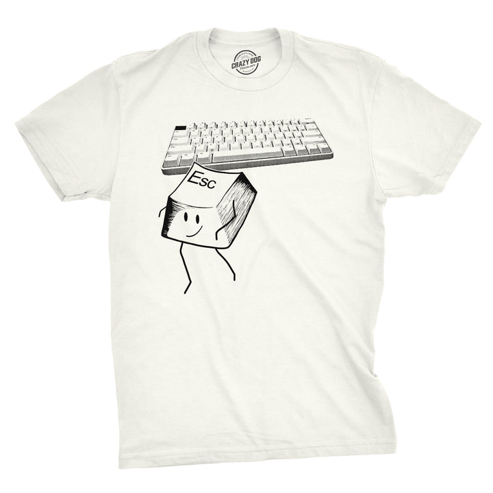 Funny White Escape Key Mens T Shirt Nerdy internet Nerdy Tee