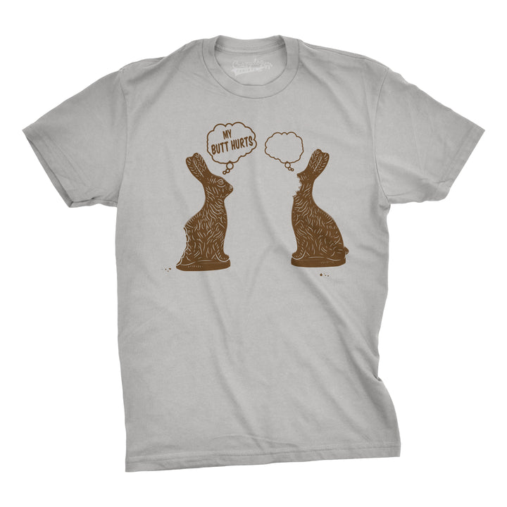 Funny Light Heather Grey Faceless Chocolate Bunny Mens T Shirt Nerdy Easter Tee