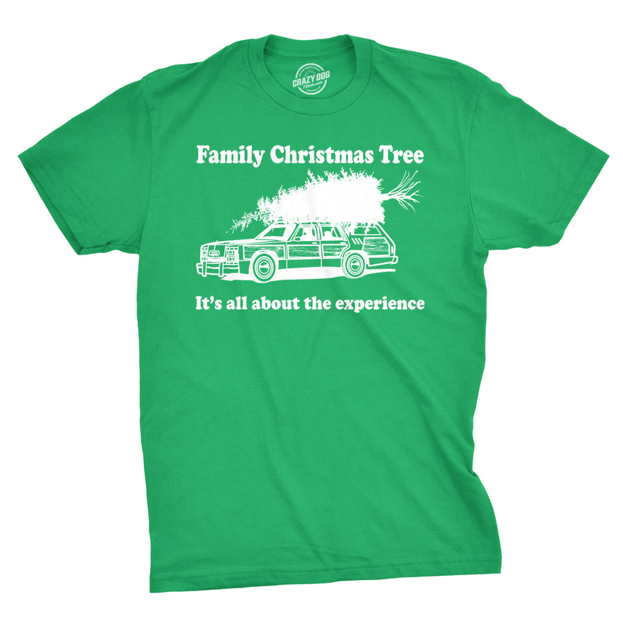 Funny Green Family Christmas Tree Mens T Shirt Nerdy Christmas TV & Movies Tee