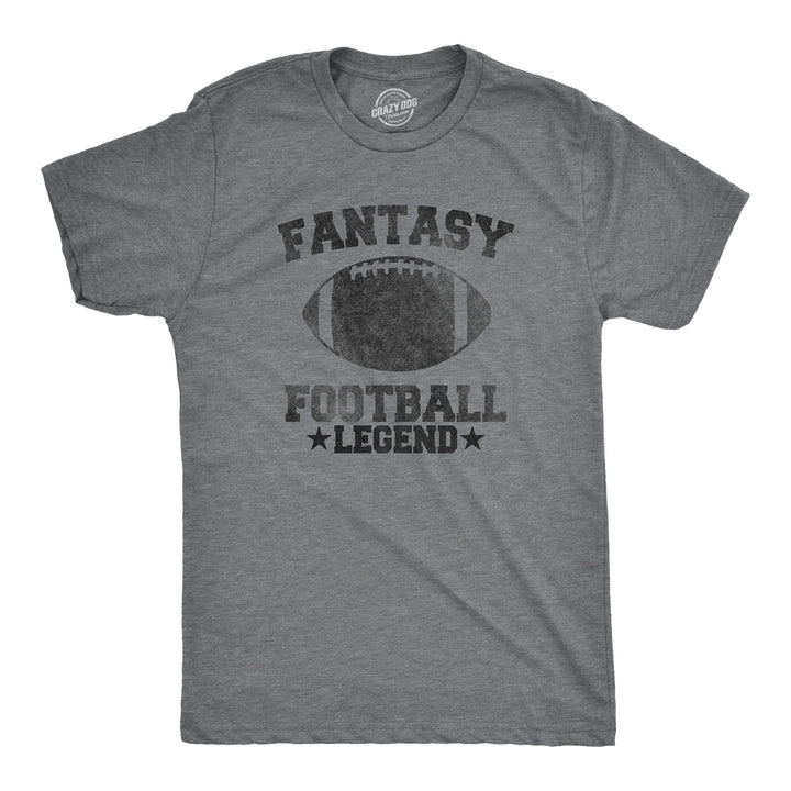 Funny Dark Heather Grey Fantasy Football Legend Mens T Shirt Nerdy Father's Day Football Tee