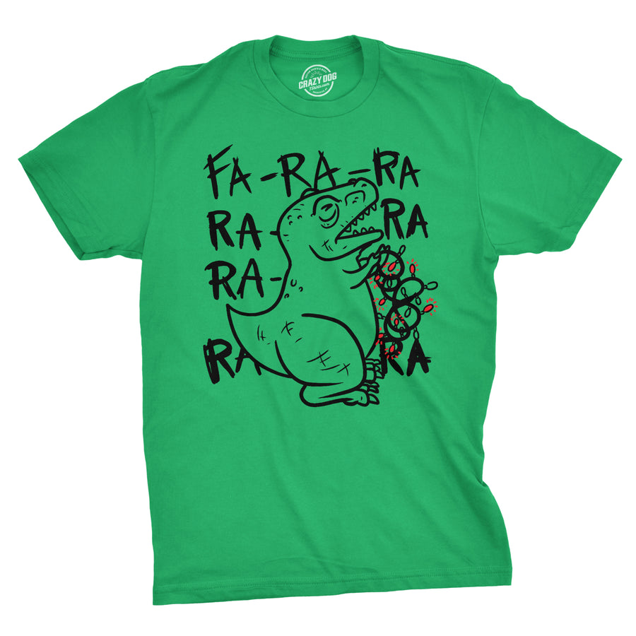 Funny Green Fa Ra Ra Ra Ra T-Rex Mens T Shirt Nerdy Christmas Dinosaur Tee