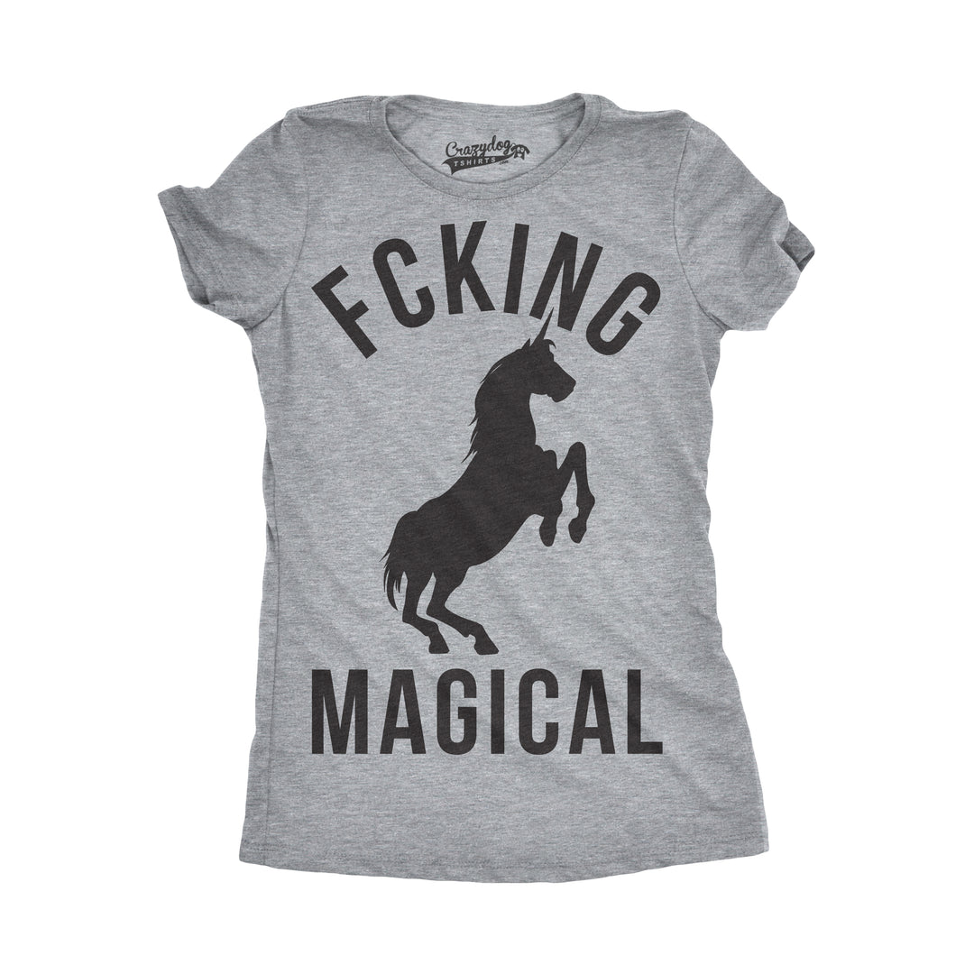 Funny Light Heather Grey Womens T Shirt Nerdy Unicorn Retro Tee