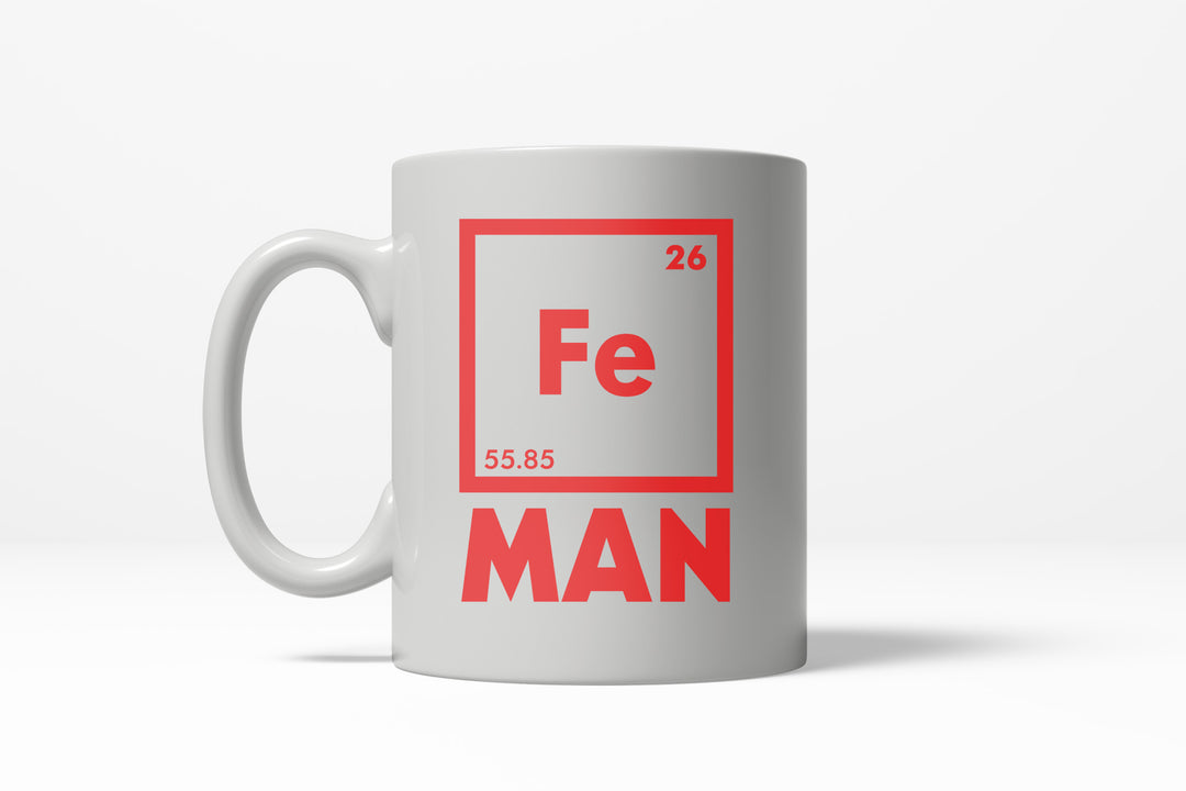 Funny White Chemical Element of Iron Man Coffee Mug Nerdy science Tee