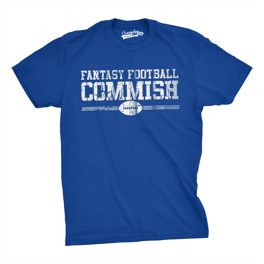 Funny Heather Royal Fantasy Football Commish Mens T Shirt Nerdy Football Tee