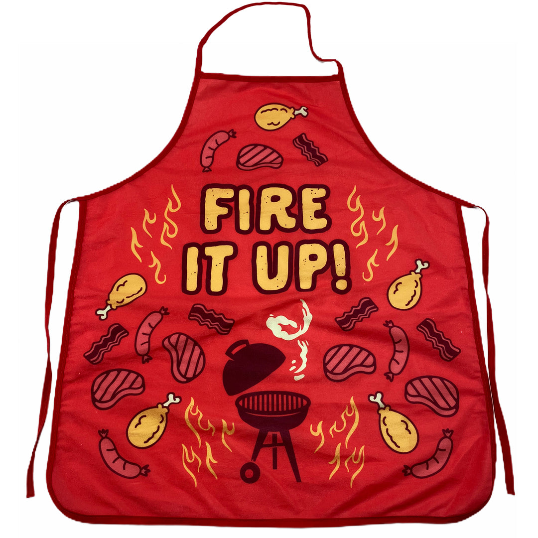 Funny Red Fire It Up Grill Apron Nerdy Food Tee