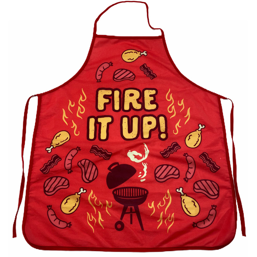 Funny Red Fire It Up Grill Apron Nerdy Food Tee