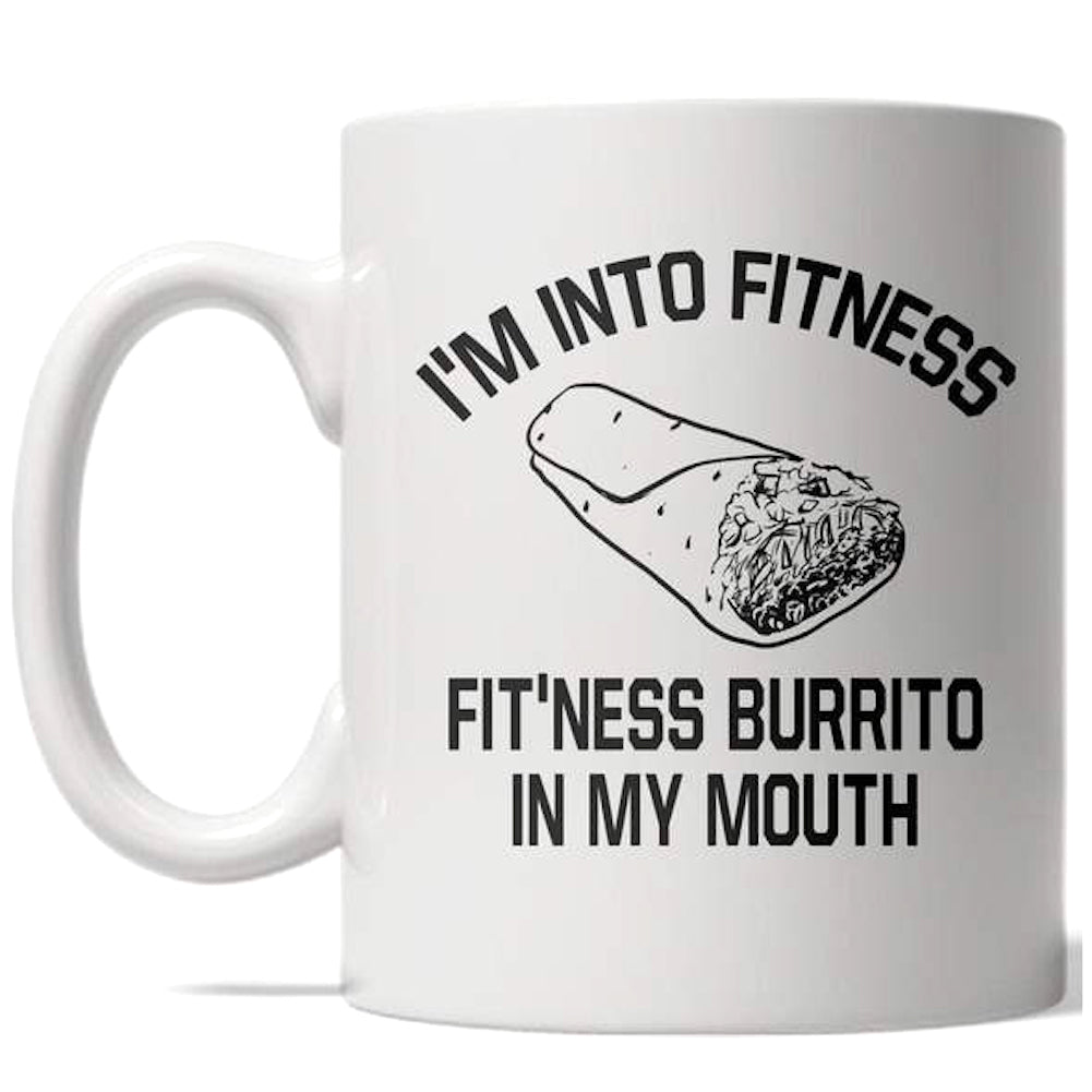 Funny White Fitness Burrito Coffee Mug Nerdy Cinco De Mayo food Tee