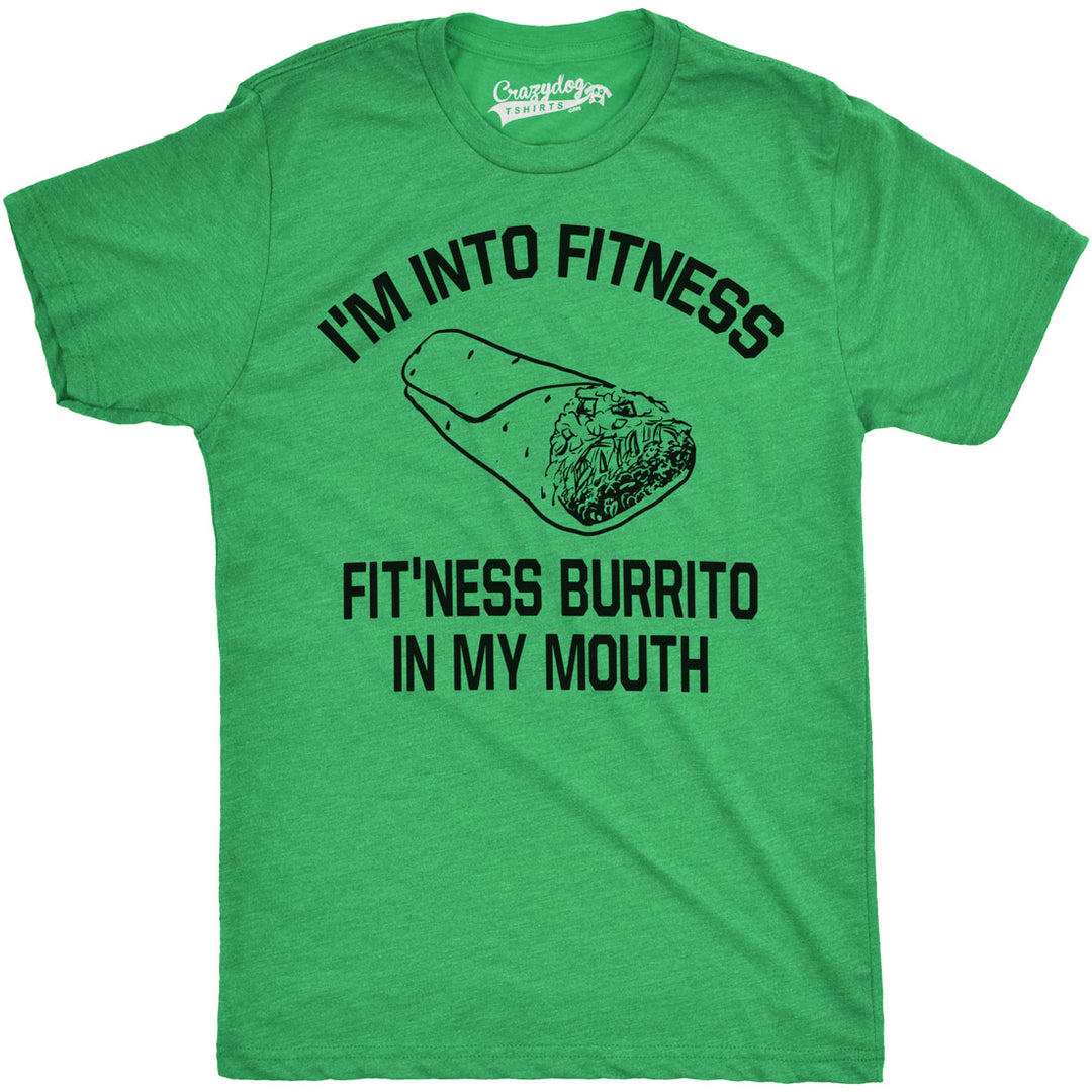 Funny Heather Green Fitness Burrito Mens T Shirt Nerdy Fitness Food Tee