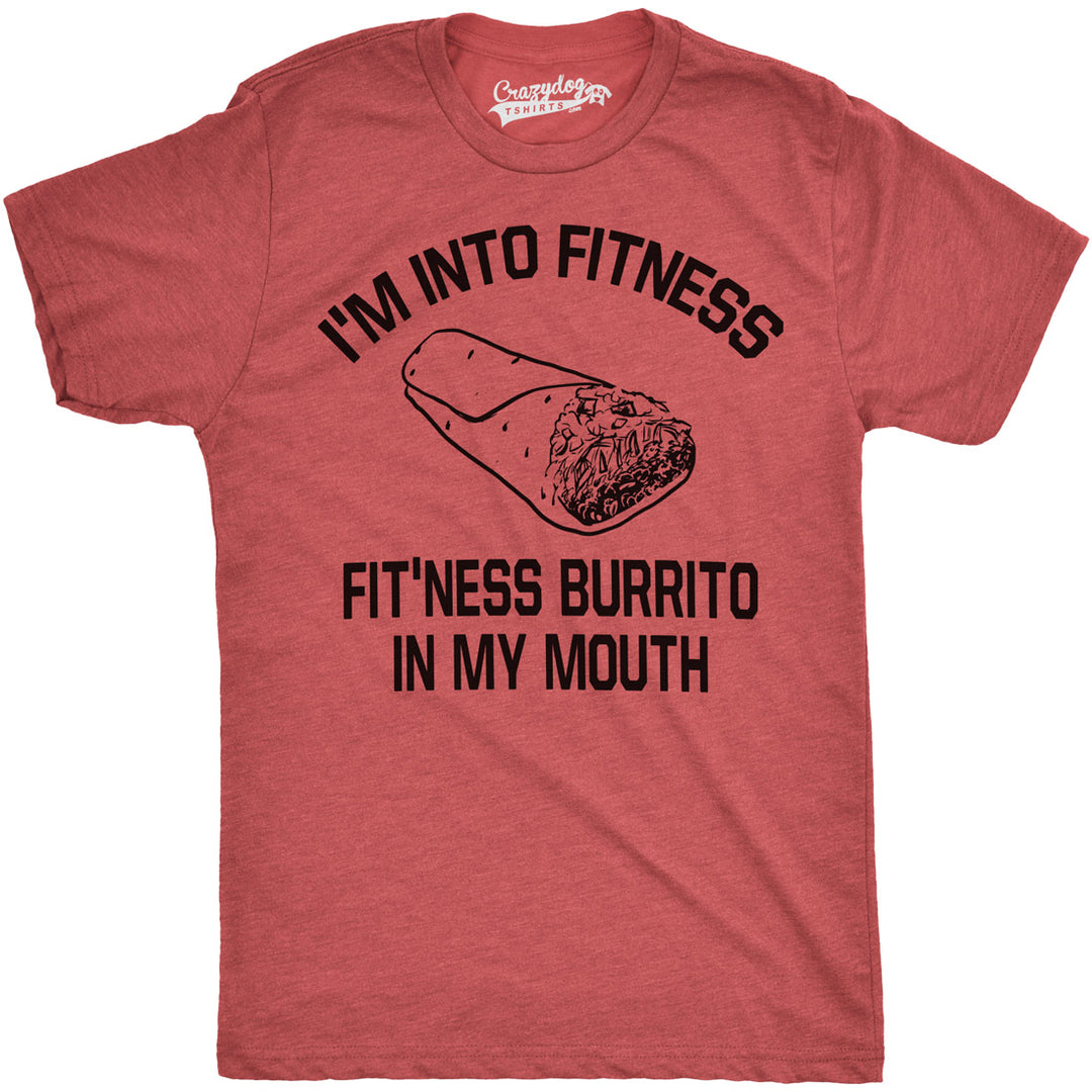 Funny Heather Red Fitness Burrito Mens T Shirt Nerdy Fitness Food Tee