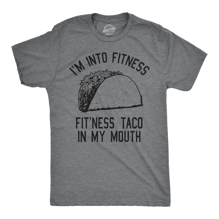 Funny Dark Heather Grey Fitness Taco In My Mouth Mens T Shirt Nerdy Cinco De Mayo Fitness Food Tee