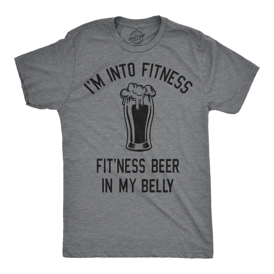 Funny Dark Heather Grey Fitness Beer In My Belly Mens T Shirt Nerdy Saint Patrick's Day Beer Fitness Tee