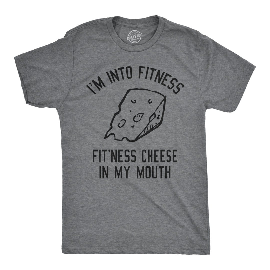 Funny Dark Heather Grey Fitness Cheese In My Mouth Mens T Shirt Nerdy Fitness Food Tee