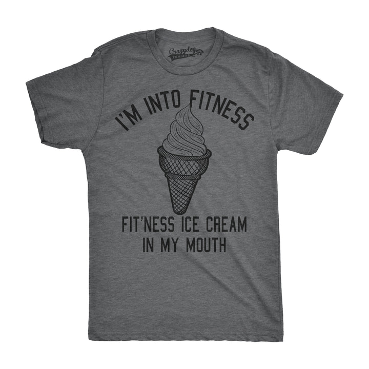 Funny Dark Heather Grey Fitness Ice Cream In My Mouth Mens T Shirt Nerdy Fitness Food Tee