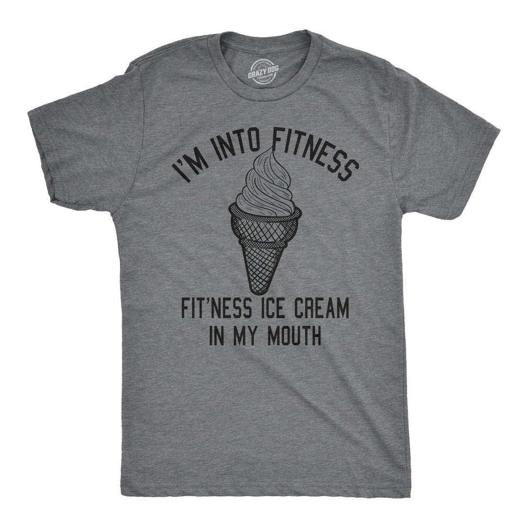 Funny Dark Heather Grey Fitness Ice Cream In My Mouth Mens T Shirt Nerdy Fitness Food Tee