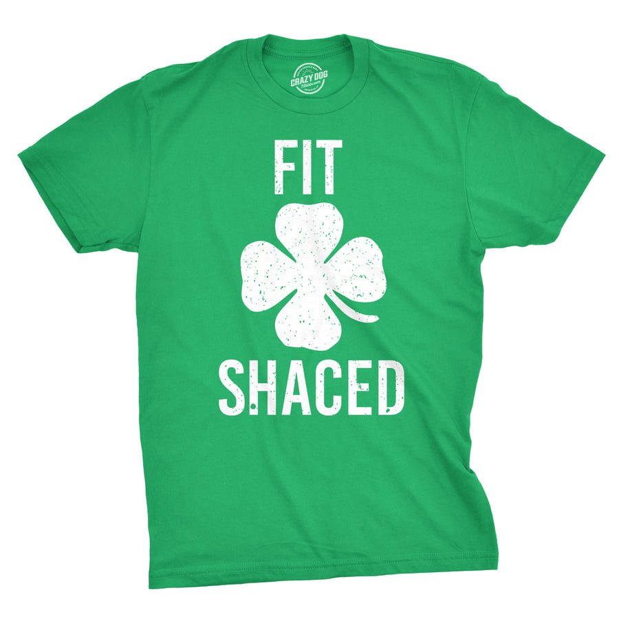 Funny Green Fit Shaced Mens T Shirt Nerdy Saint Patrick's Day Drinking Beer Tee