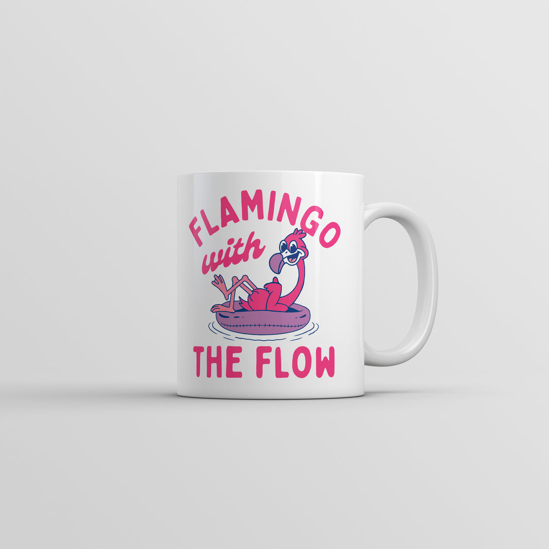 Funny White Flamingo With The Flow Coffee Mug Nerdy animal sarcastic Tee