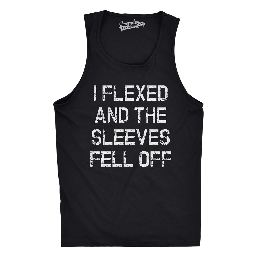 Funny Black I Flexed And The Sleeves Fell Off Mens Tank Top Nerdy Fitness Tee