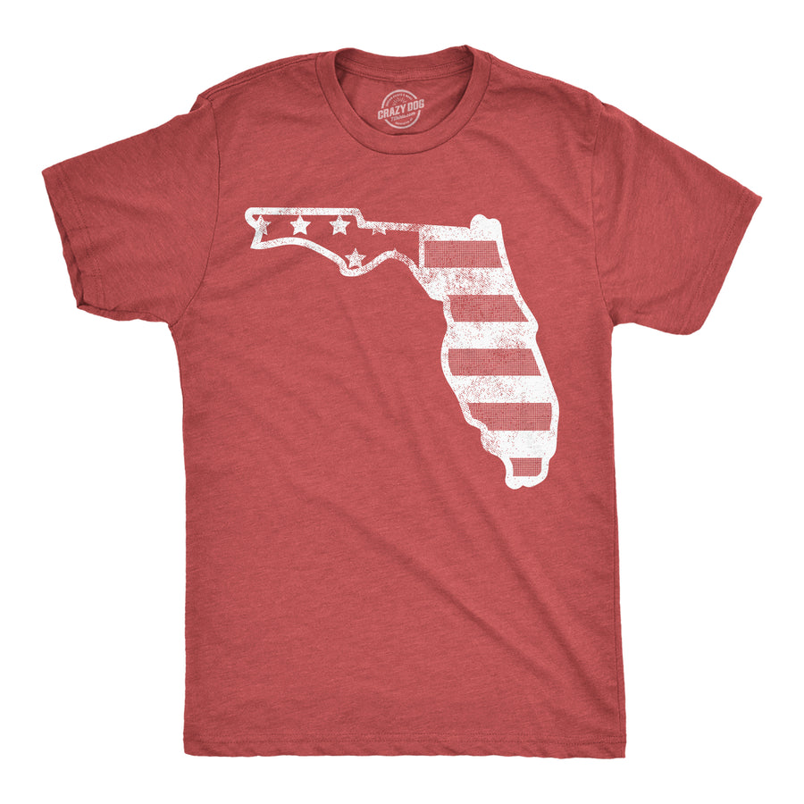 Funny Heather Red - American Flag Florida American Flag Florida Mens T Shirt Nerdy Fourth Of July Tee