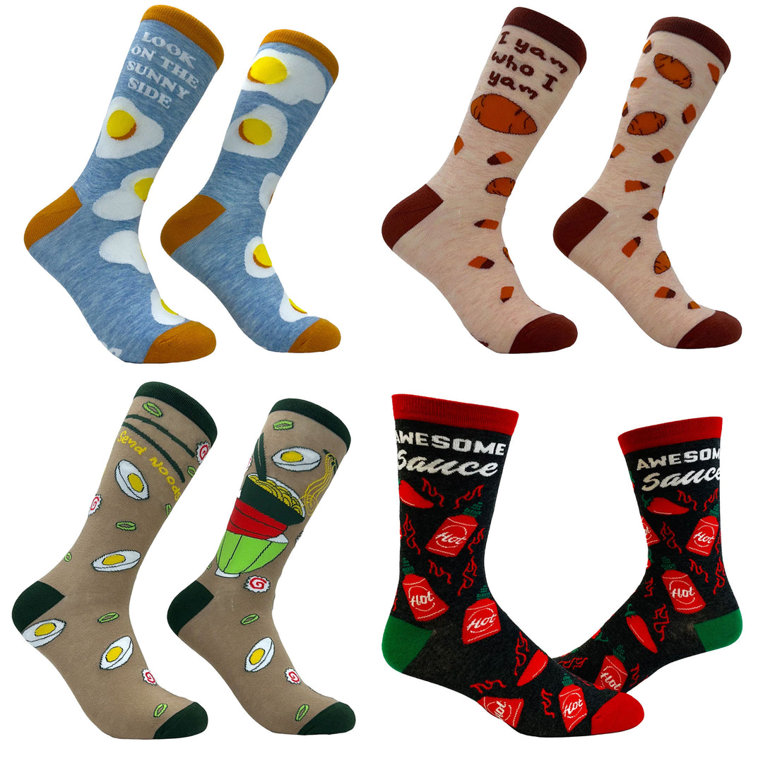 Funny Food Womens Food Sock 4 Pack Sock Nerdy food sarcastic Tee