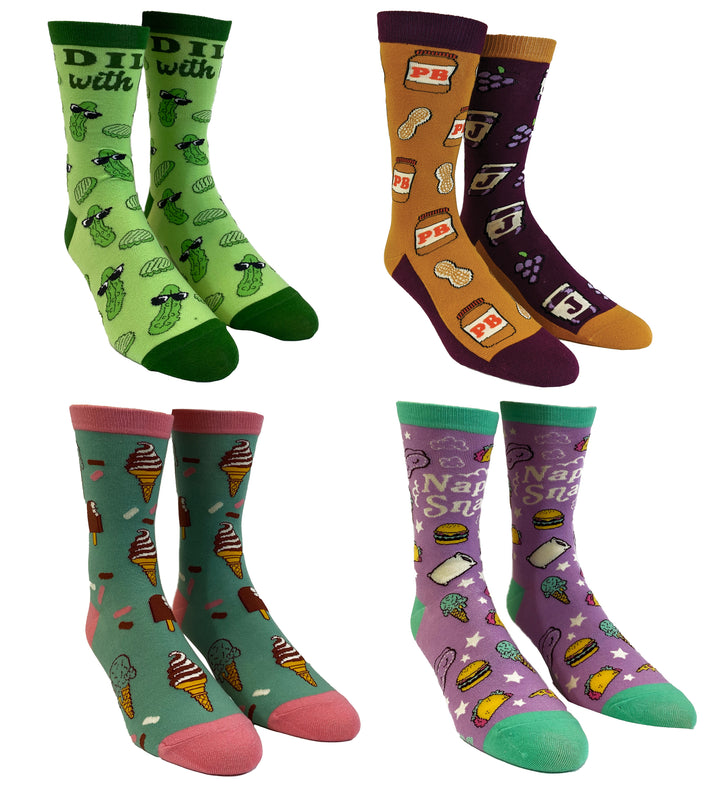 Funny 4-Pack Sock Nerdy Food Tee