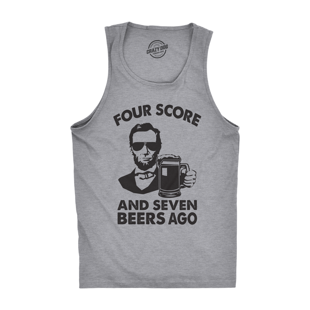 Funny Light Heather Grey Mens Tank Top Nerdy Fourth of July Beer Fitness Tee