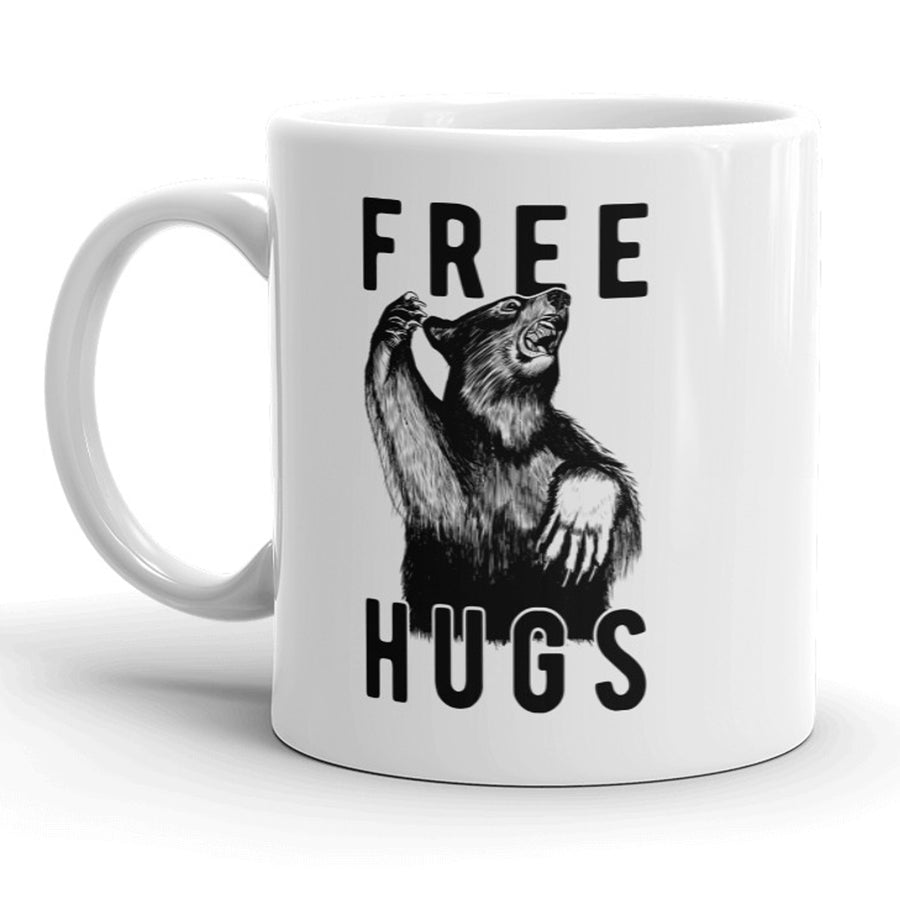 Funny White Free Bear Hugs Coffee Mug Nerdy animal Tee