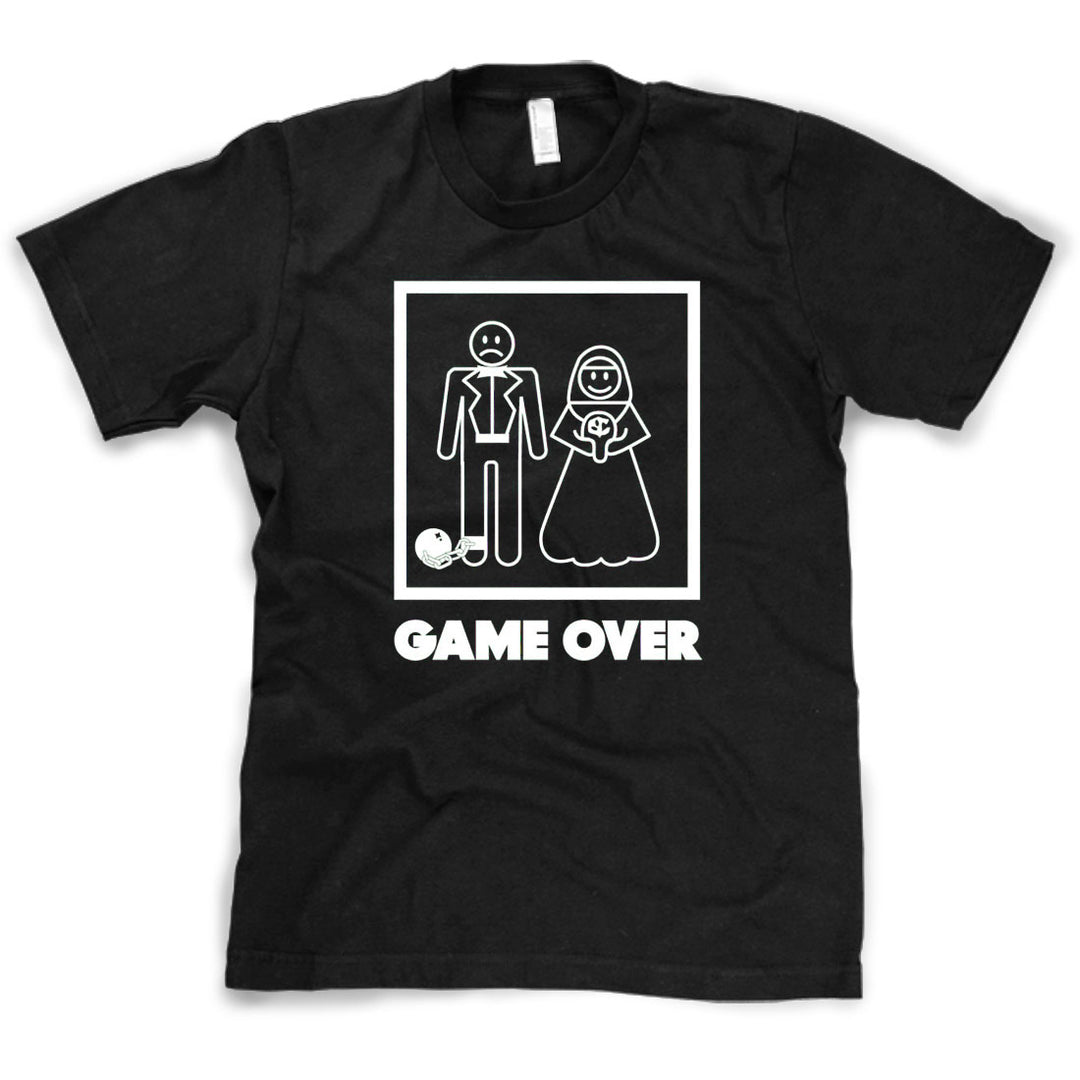 Funny Black Game Over Mens T Shirt Nerdy Video Games Wedding Tee