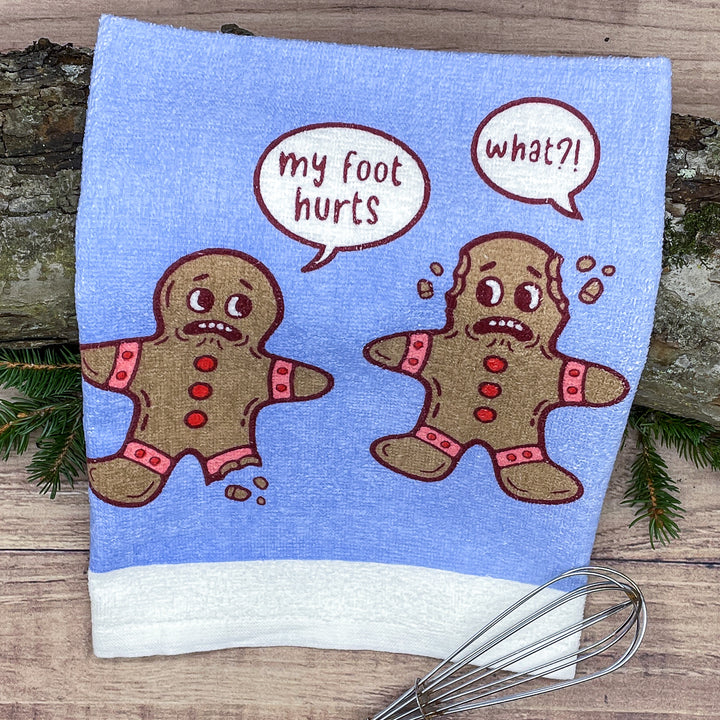 Gingerbread Foot Hurts Tea Towel Tea Towel