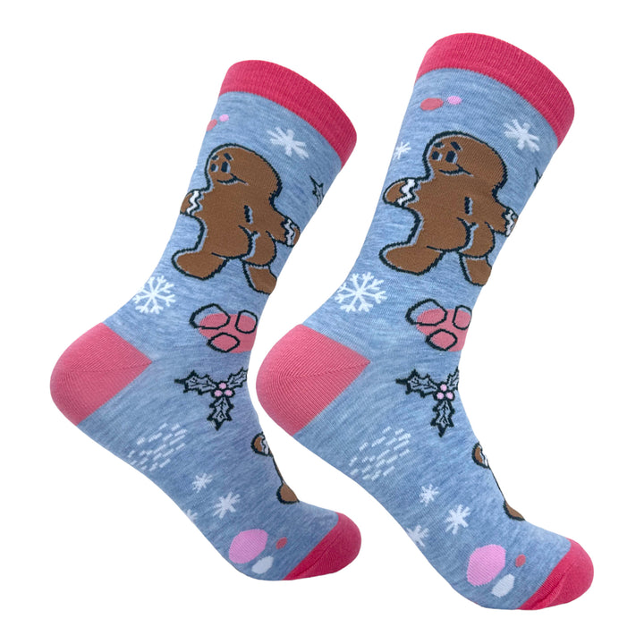 Funny Blue - BUTT Women's Gingerbread Man Butt Sock Nerdy Christmas Sarcastic Tee