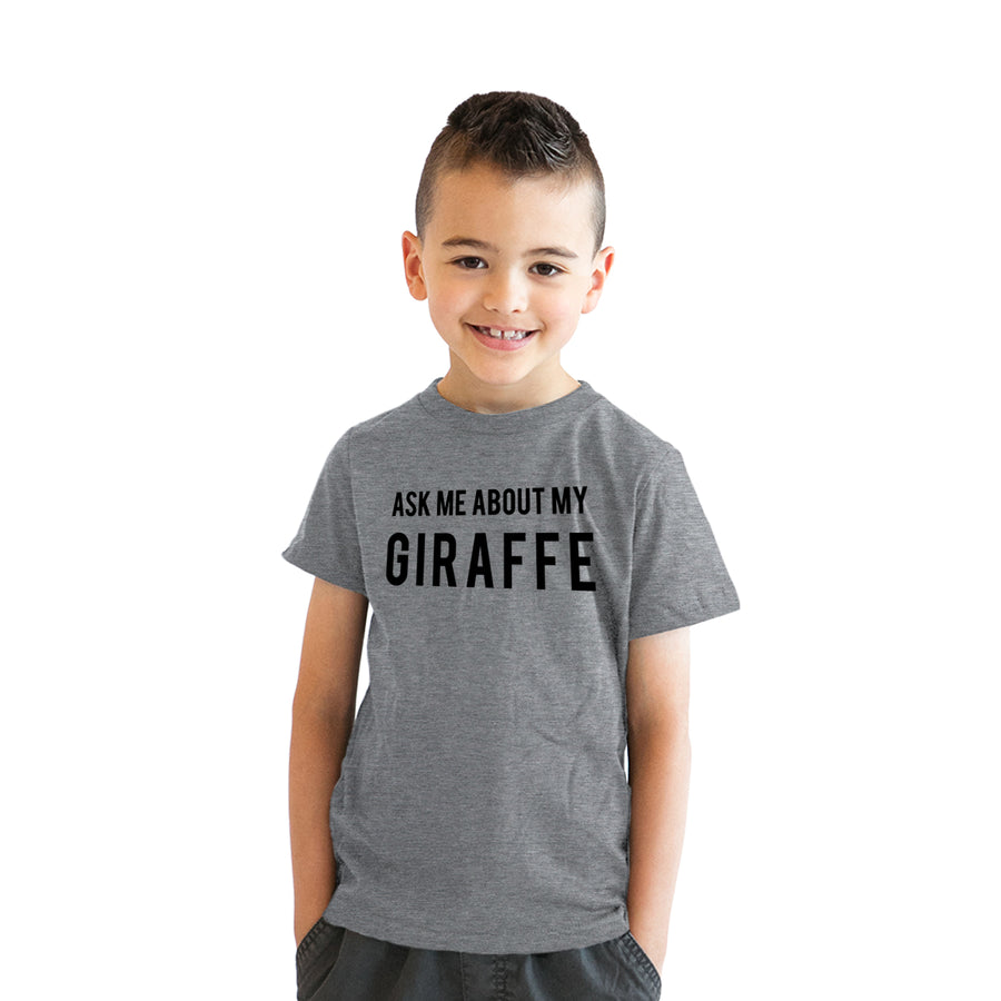 Funny Light Heather Grey - Giraffe Ask Me About My Giraffe Youth T Shirt Nerdy Flip Animal Tee