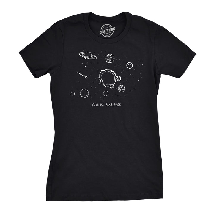 Funny Black Give Me Some Space Womens T Shirt Nerdy Science Tee