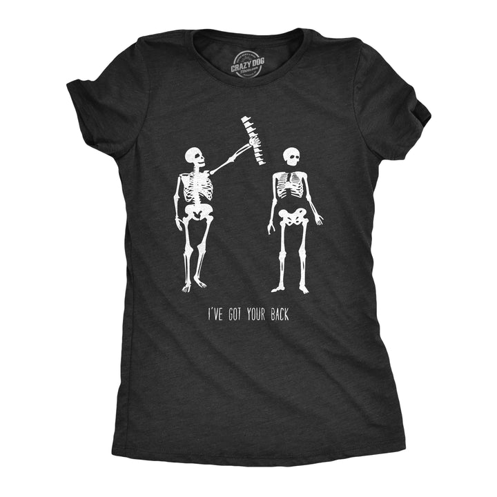 Funny Black Got Your Back Skeleton Womens T Shirt Nerdy Halloween Tee