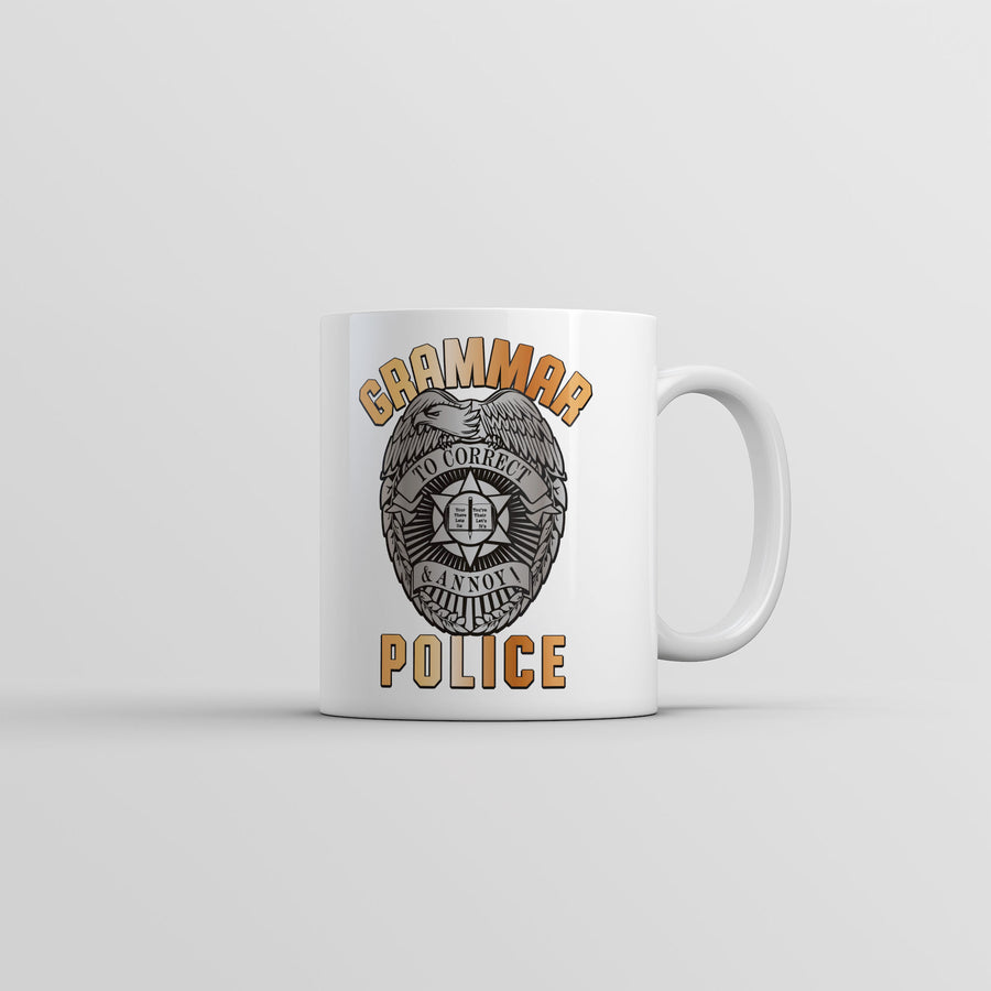 Funny White Grammar Police Coffee Mug Nerdy sarcastic Tee