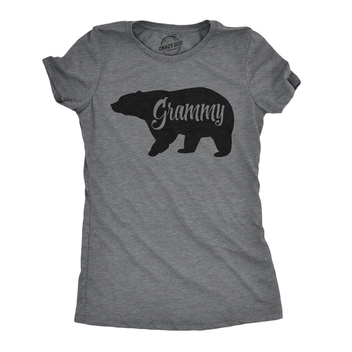 Funny Dark Heather Grey Grammy Bear Womens T Shirt Nerdy Grandmother Tee