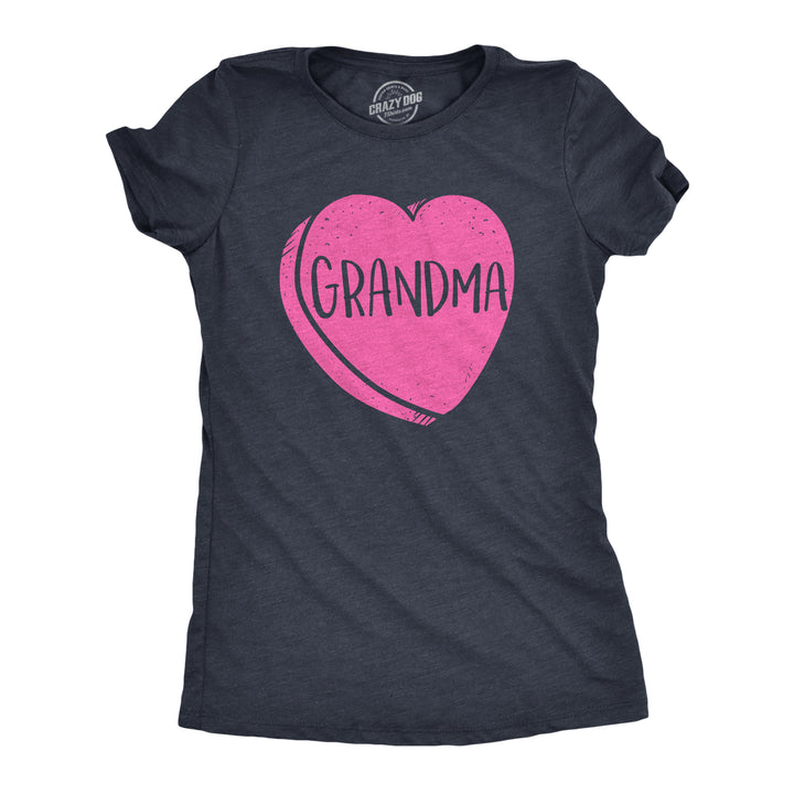 Funny Navy Grandma Candy Heart Womens T Shirt Nerdy Valentine's Day Grandmother Tee