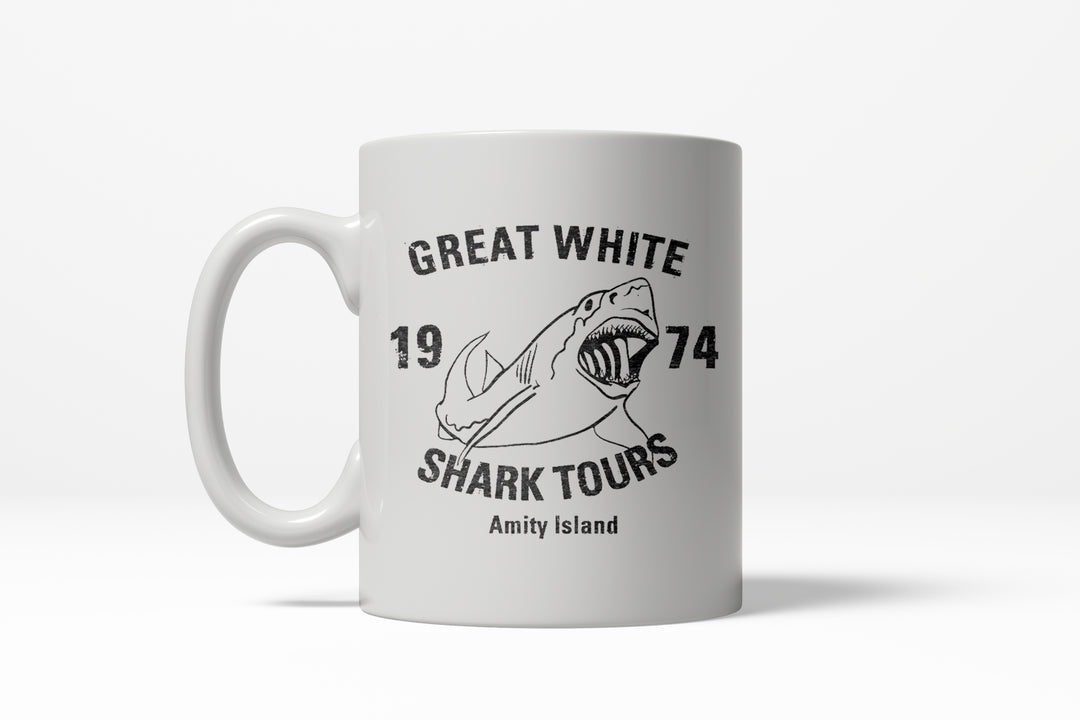 Funny White Great White Shark Tours Coffee Mug Nerdy shark week TV & Movies Tee