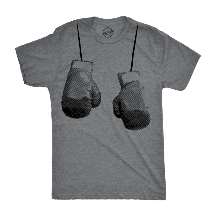 Funny Dark Heather Grey Hanging Gloves Mens T Shirt Nerdy Fitness Tee