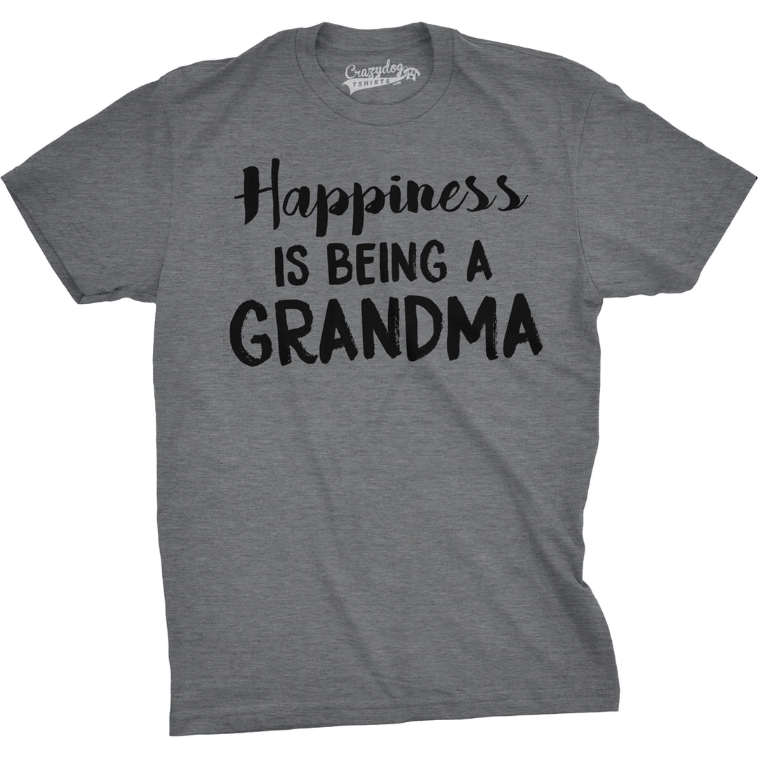 Funny Dark Heather Grey Happiness is Being a Grandma Mens T Shirt Nerdy Mother's Day Grandmother Tee