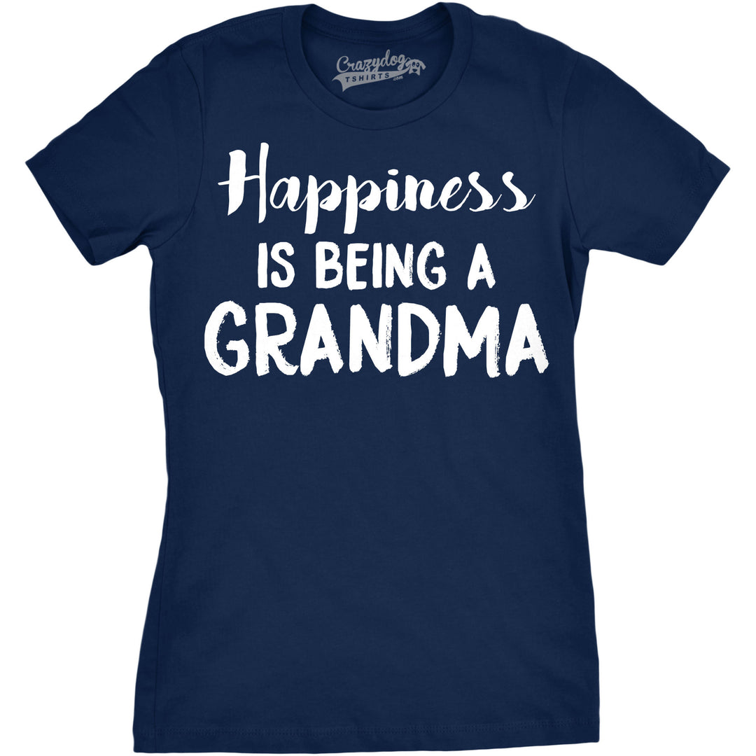 Funny Navy Happiness Is Being a Grandma Womens T Shirt Nerdy Mother's Day Grandmother Tee