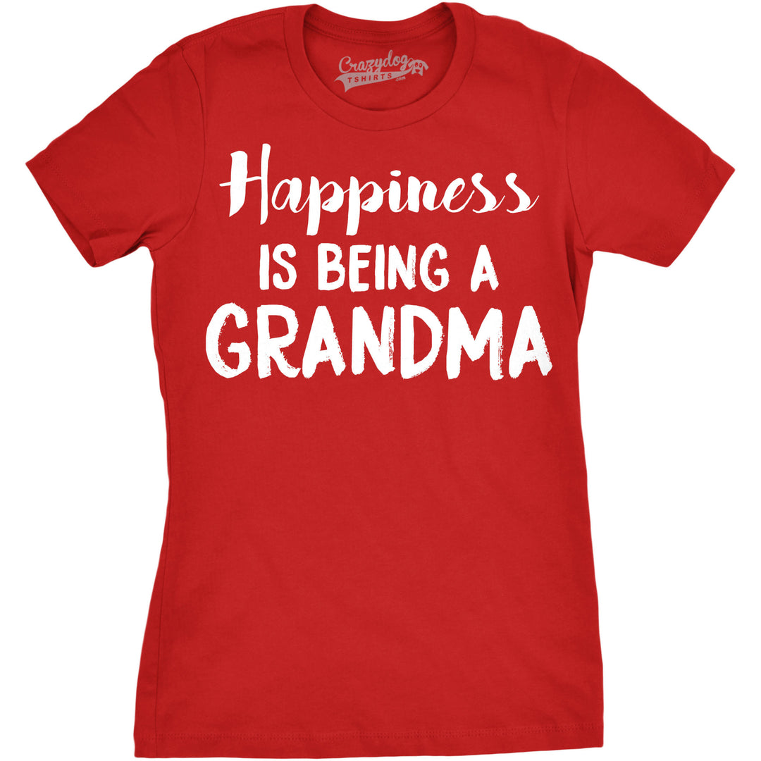 Funny Red Happiness Is Being a Grandma Womens T Shirt Nerdy Mother's Day Grandmother Tee