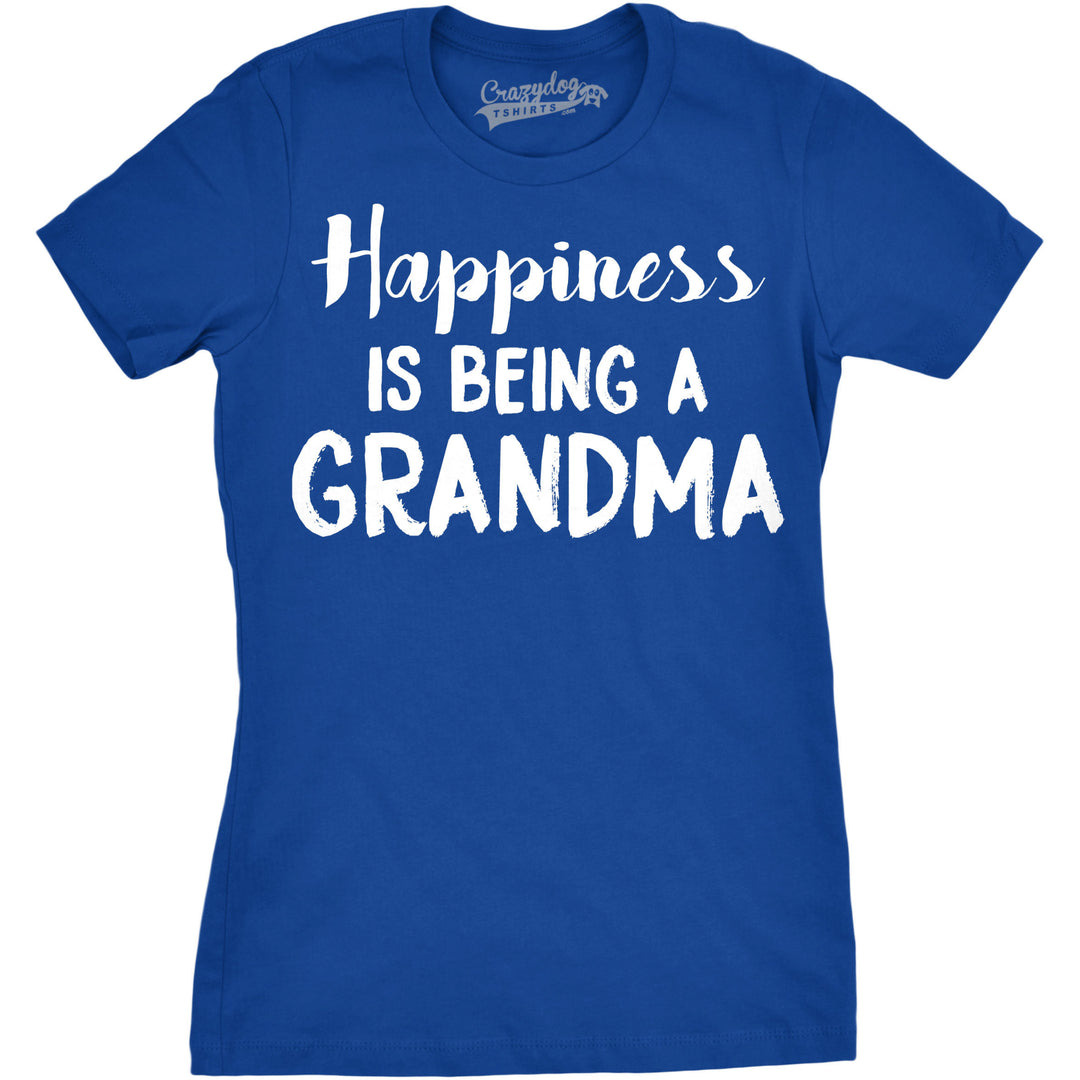 Funny Heather Royal Happiness Is Being a Grandma Womens T Shirt Nerdy Mother's Day Grandmother Tee