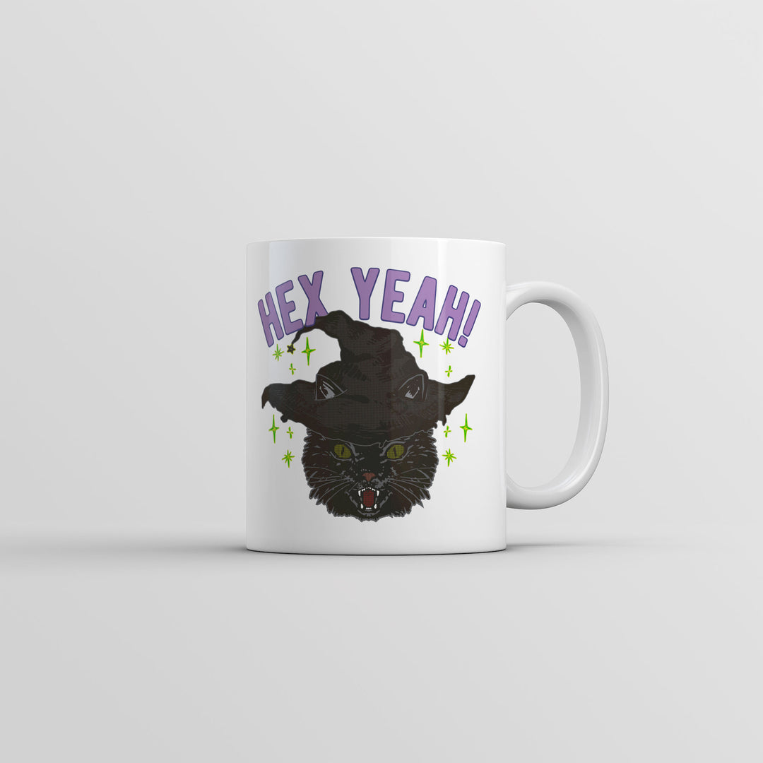 Funny White Hex Yeah Coffee Mug Nerdy Halloween Cat Tee