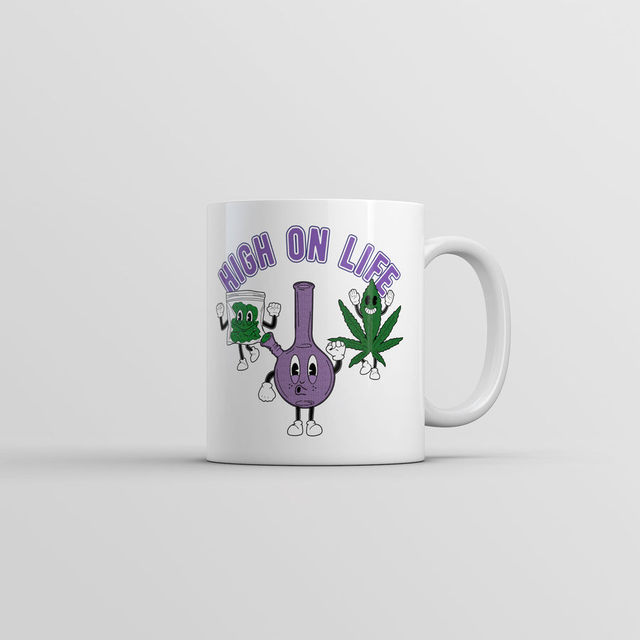 Funny White High On Life Coffee Mug Nerdy 420 sarcastic Tee