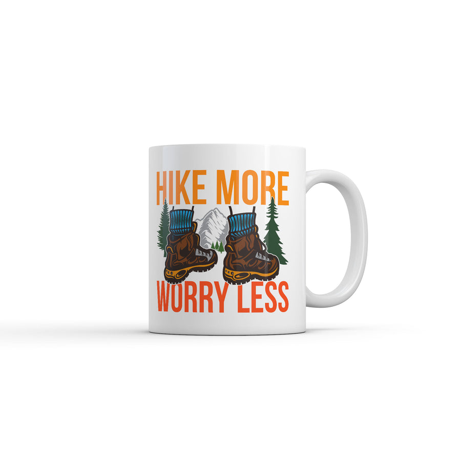 Funny White Hike More Worry Less Coffee Mug Nerdy camping Sarcastic Tee