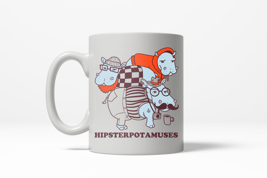 Funny White Hipsterpotamus Coffee Mug Nerdy nerdy retro Tee