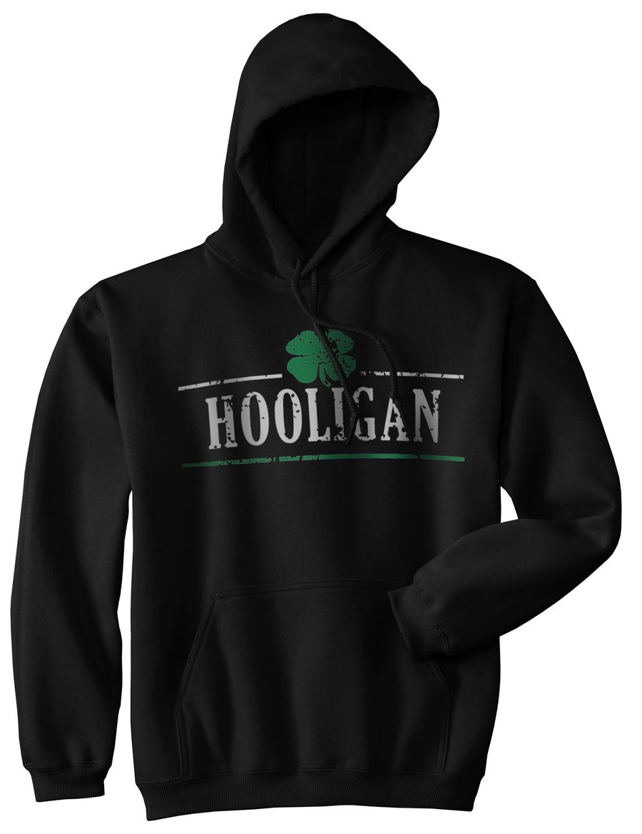 Funny Black Hooligan Shamrock Hoodie Nerdy Saint Patrick's Day Drinking Tee