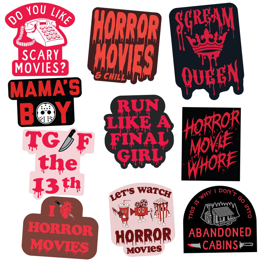 Funny Multi Horror Stickers Nerdy Halloween sarcastic TV & Movies Tee