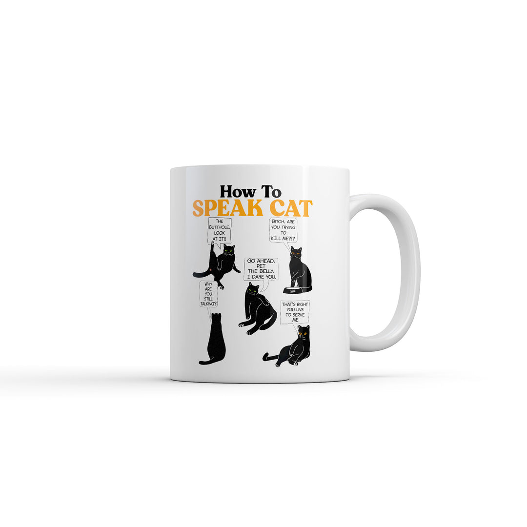 Funny White How To Speak Cat Coffee Mug Nerdy cat sarcastic Tee